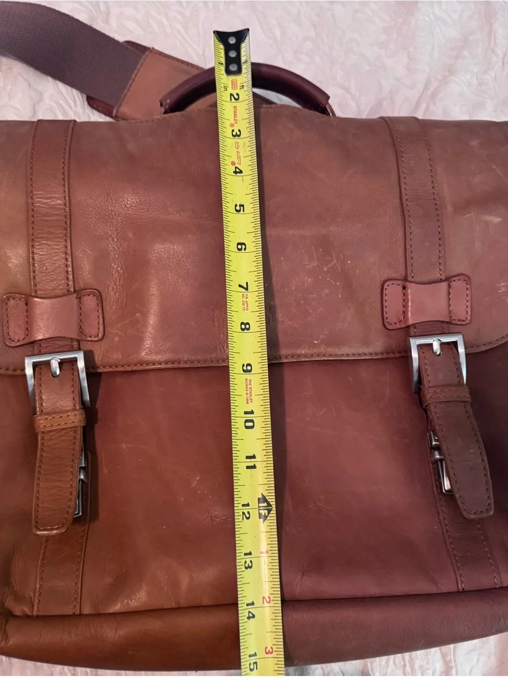 Kenneth Cole Reaction Cognac Leather Messenger Bag
